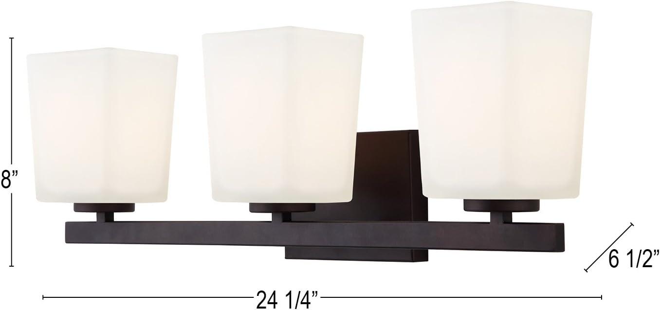 Hartley Oil Rubbed Bronze 3-Light Vanity with Opal Glass Shades