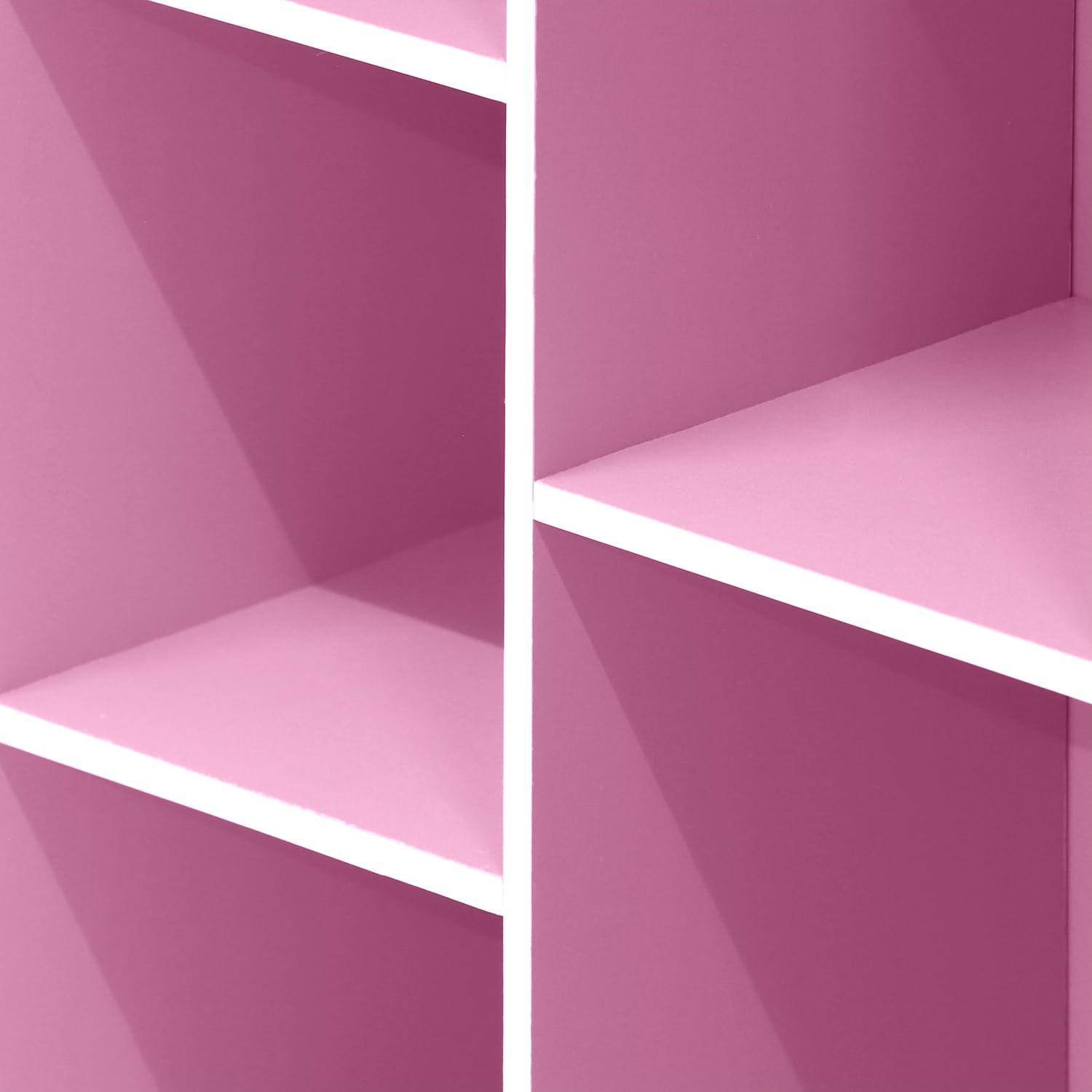 Furinno 5-Cube Reversible Open Storage Bookcase Toy Storage Cabinet Organizer,White/Pink