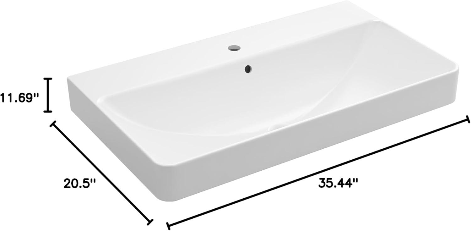 Vox® Rectangle Vessel Bathroom Sink with Single Faucet Hole