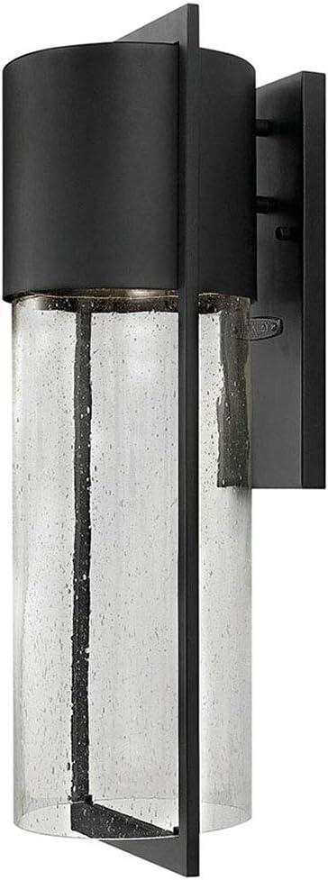 Hematite Finish 1-Light Outdoor Wall Lantern with Clear Seedy Glass