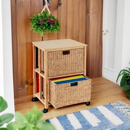 Bay Isle Home™ Grahame Vertical Rolling File Cabinet for Home, Office w/ Rubberwood Frame, Locking Caster Wheels