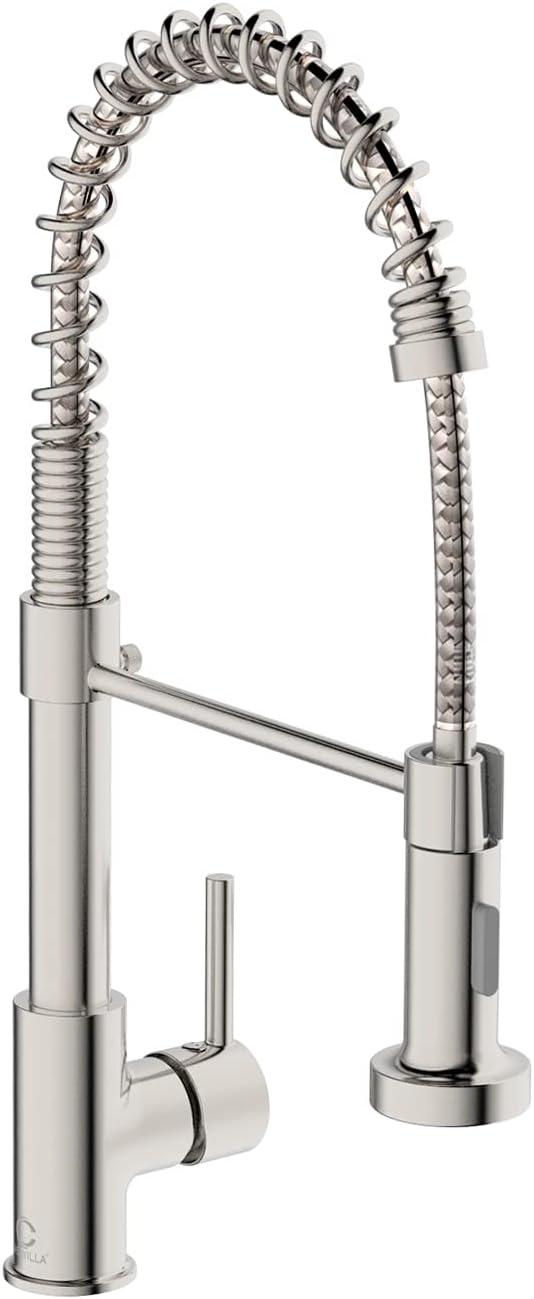 Fairub MAMCPM Brushed Nickel Kitchen Faucet With Pull Down Sprayer, Stainless Steel Kitchen Sink Faucets