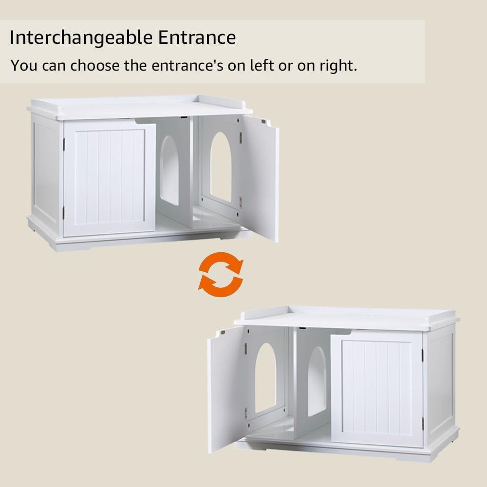 unipaws Designer Cat Litter Box Enclosure - White