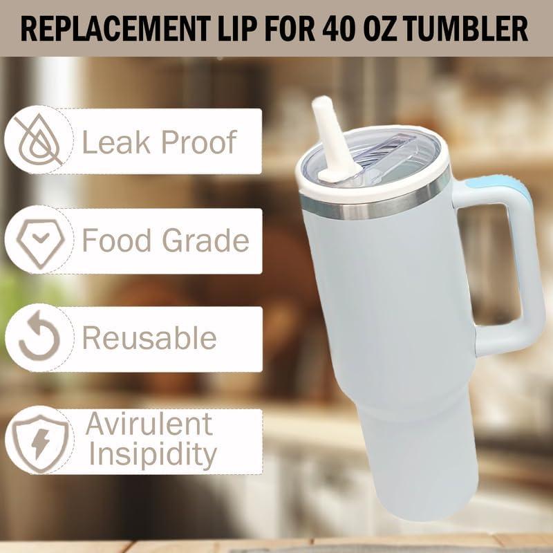 ANTAND 2 Pack 40 Oz Tumbler Flip Straw Lid Replacement Fit For Stanley Quencher, Leak Proof For Stanley Lid Replacement Spill Proof Reusable Tumbler Cover Compatible With 40oz Stanley Cup (Set of 2)