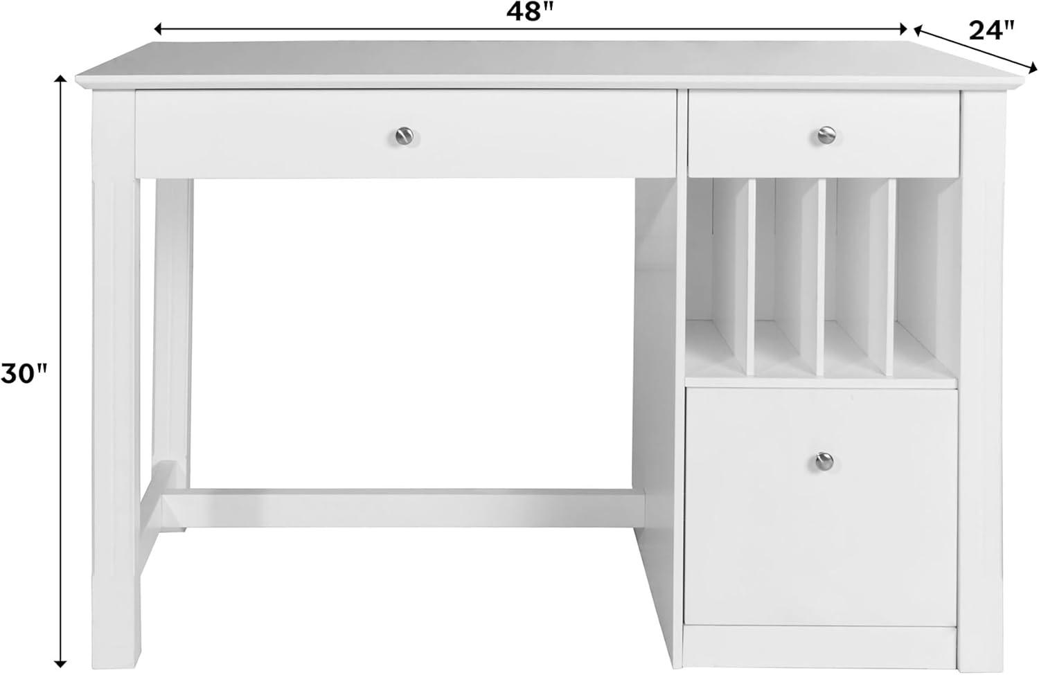 Walker Edison Modern Wood Computer Desk with Keyboard Tray and Drawers, White