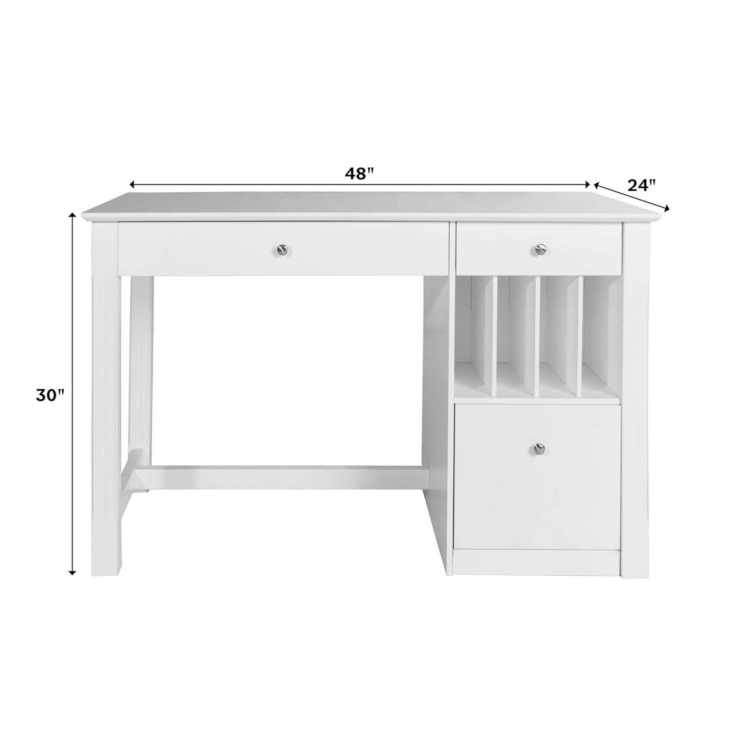 Walker Edison Modern Wood Computer Desk with Keyboard Tray and Drawers, White