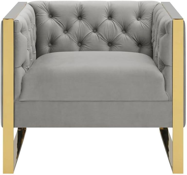 Eastbrook Gray Velvet Tufted Stationary Accent Chair
