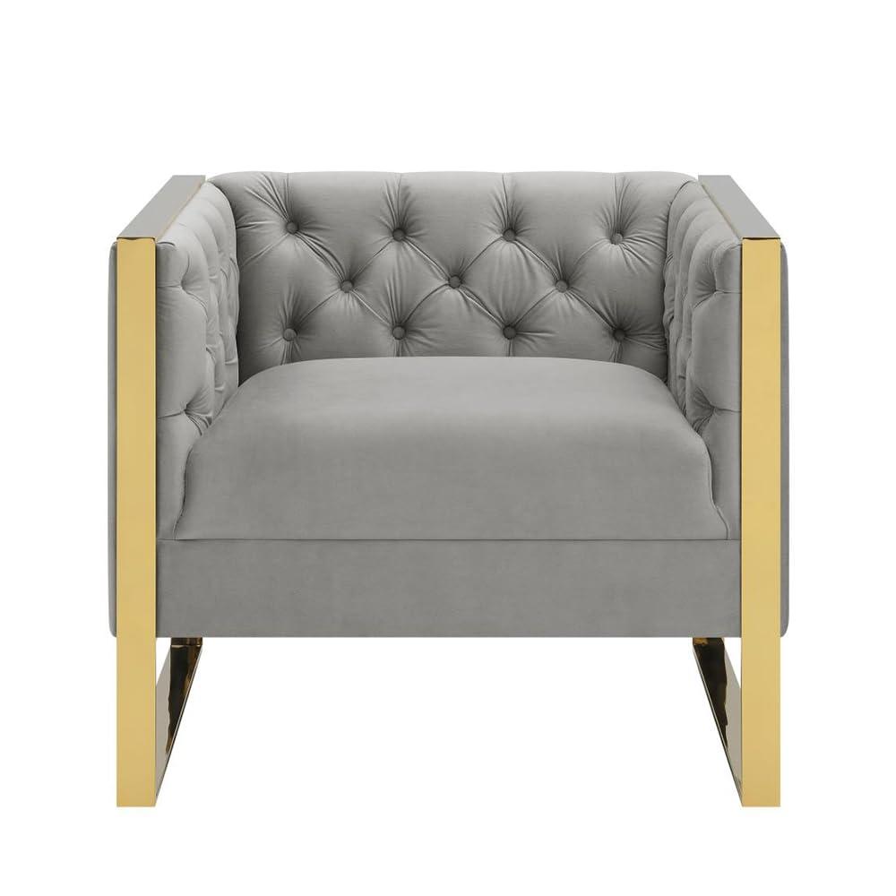 Eastbrook Gray Velvet Tufted Stationary Accent Chair