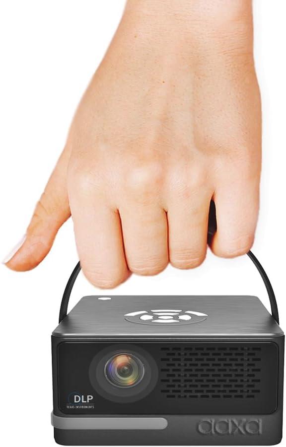 Compact Black DLP Mini Projector with Bluetooth and Wi-Fi