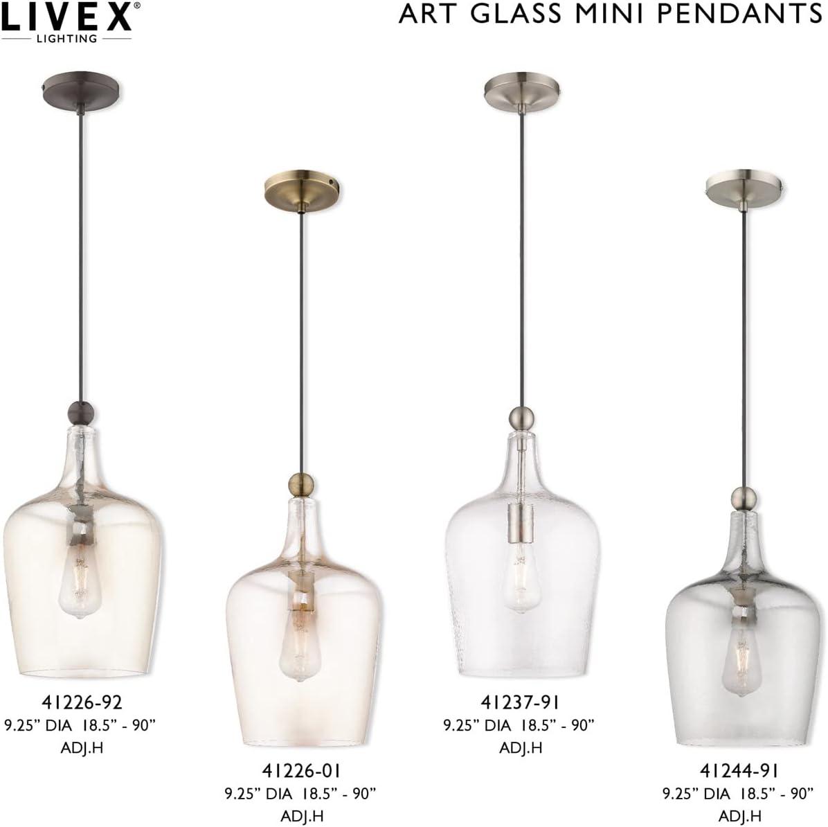 Livex Lighting Art Glass 1 - Light Pendant in  English Bronze