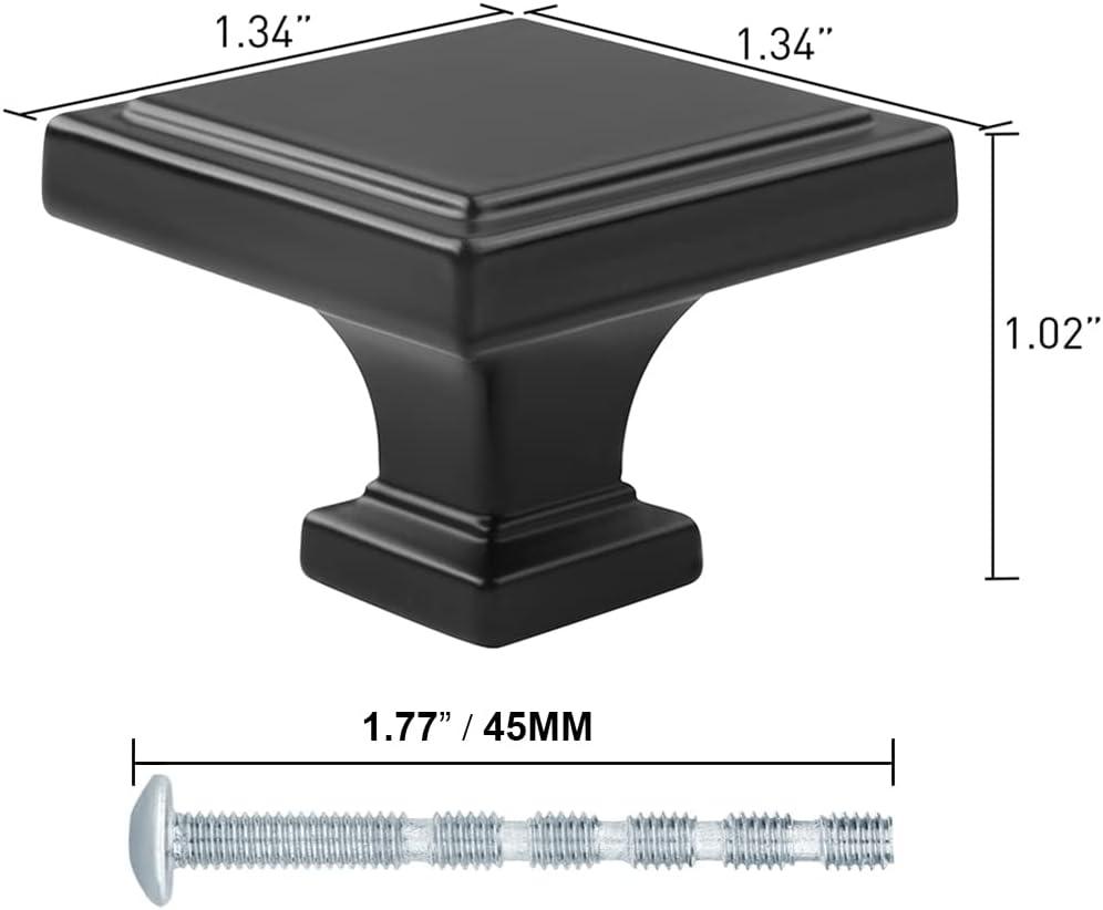 Black Cabinet Knobs - Modern Matte Black Drawer Knobs (1.14" - Kitchen, Dresser & Cupboard Closet)