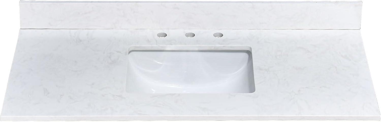 48" White Engineered Stone Vanity Top with Center Sink