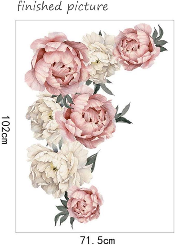 Wovilon Peony Rose Flowers Wall Sticker Art Nursery Decals Home Decor Gift Home Decor Wall Stickers & Murals Wall Stickers for Bedroom, Living Room