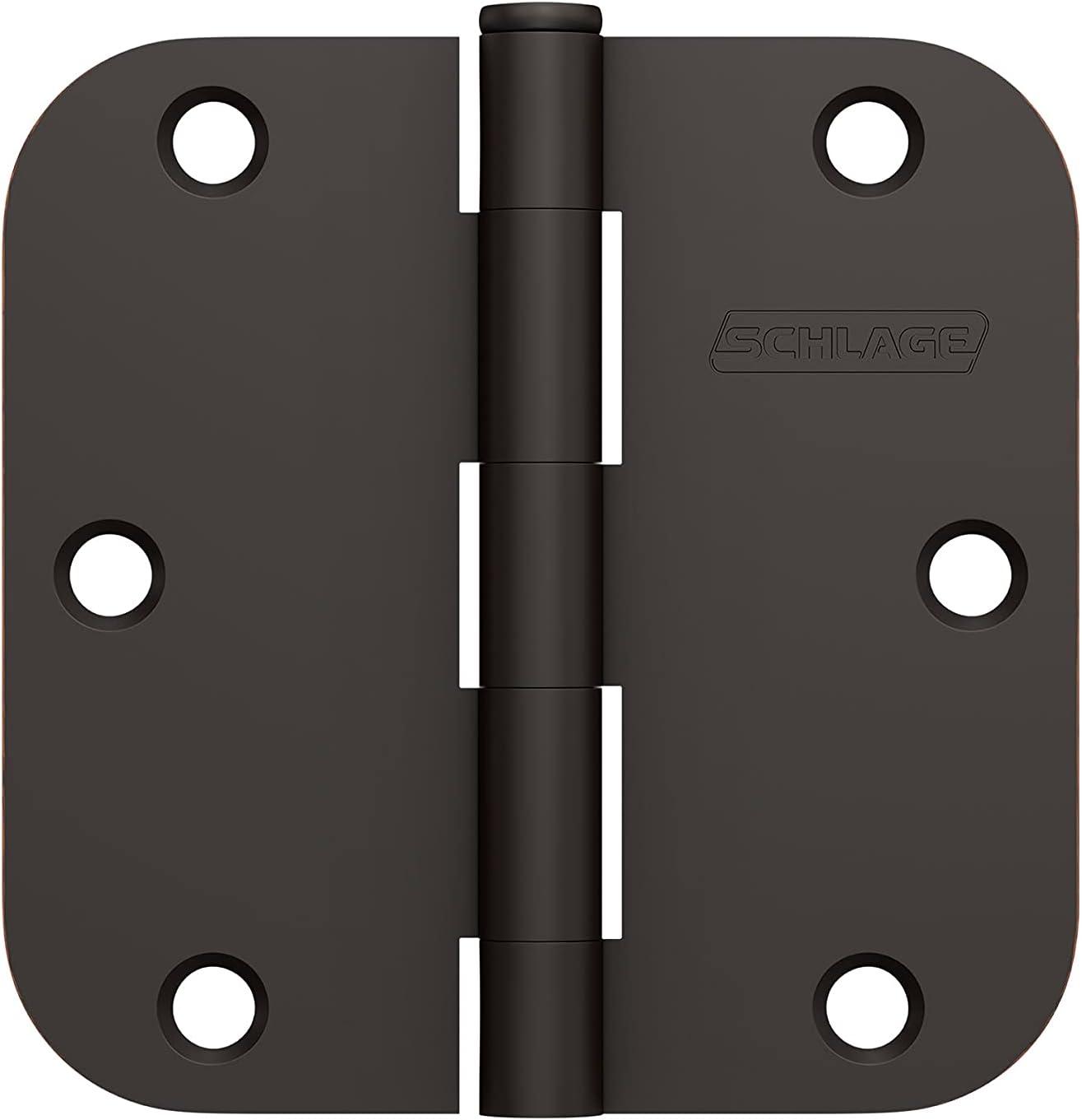 Aged Bronze 3.5" Steel Door Hinges with 5/8" Radius (3-Pack)