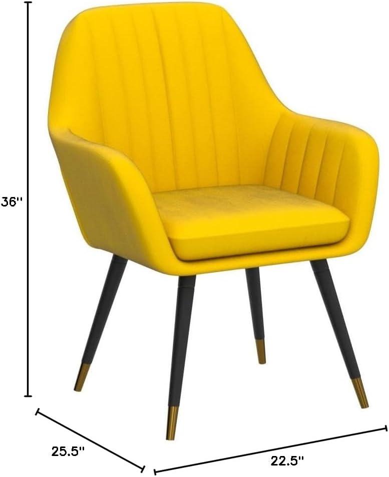 Roundhill Furniture Tuchico Contemporary Velvet Upholstered Accent Chair, Yellow