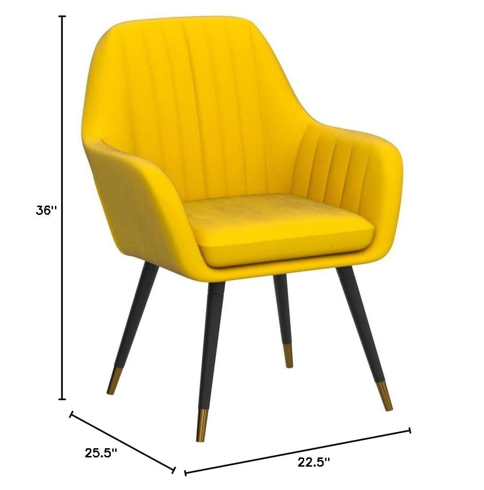 Roundhill Furniture Tuchico Contemporary Velvet Upholstered Accent Chair, Yellow