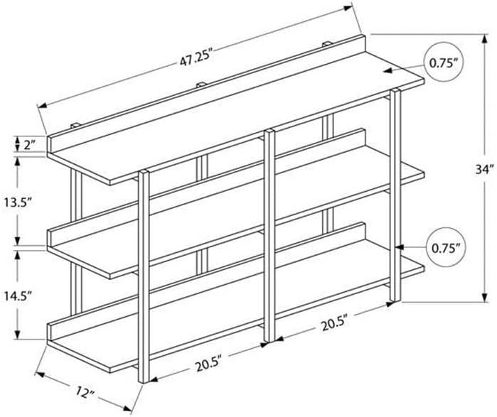 Monarch Specialties Accent Table Console Entryway Narrow Sofa Living Room Bedroom White Marble Look Laminate Black Metal Contemporary Modern