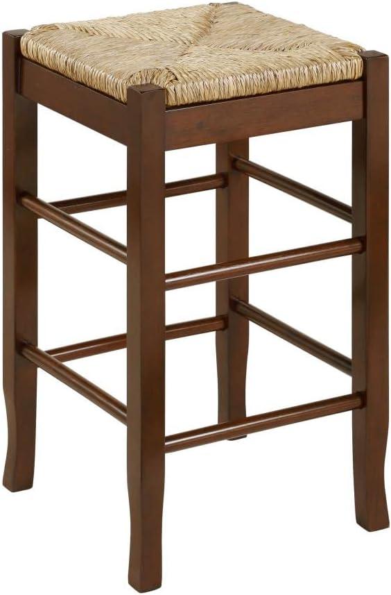 Boraam 24" Rush Seat Hardwood Counter Height Barstool Cappuccino: Solid Wood, Fixed Height, 300lb Capacity
