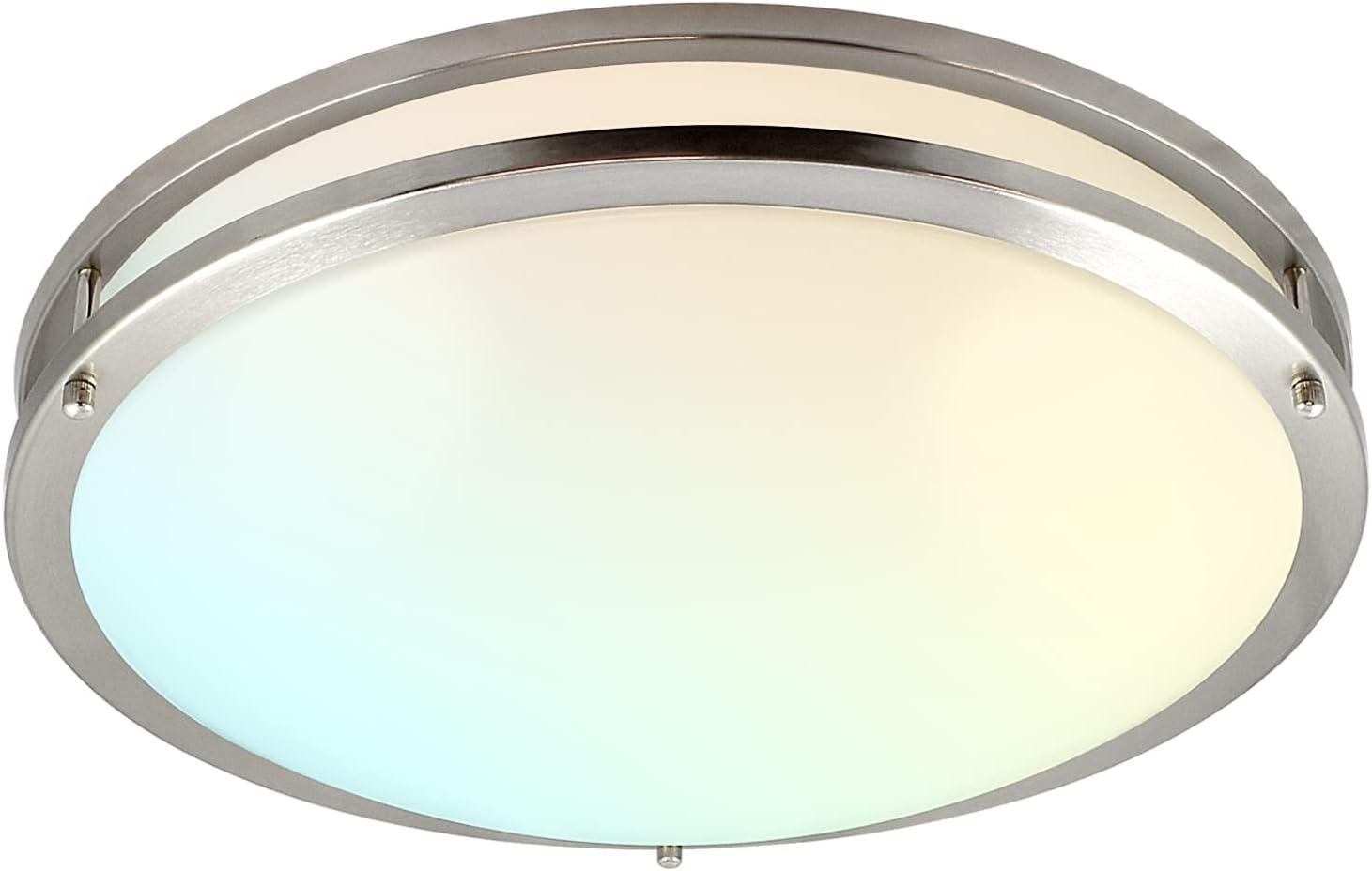 SelectaGlow 18" Chrome LED Flush Mount Ceiling Light with Color Options