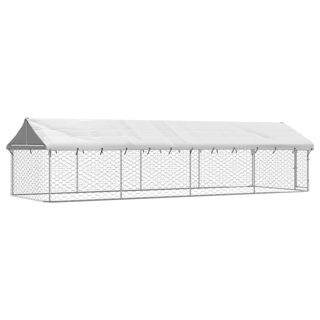VidaXL 59.1'' H Galvanized Steel Yard Kennel With Door