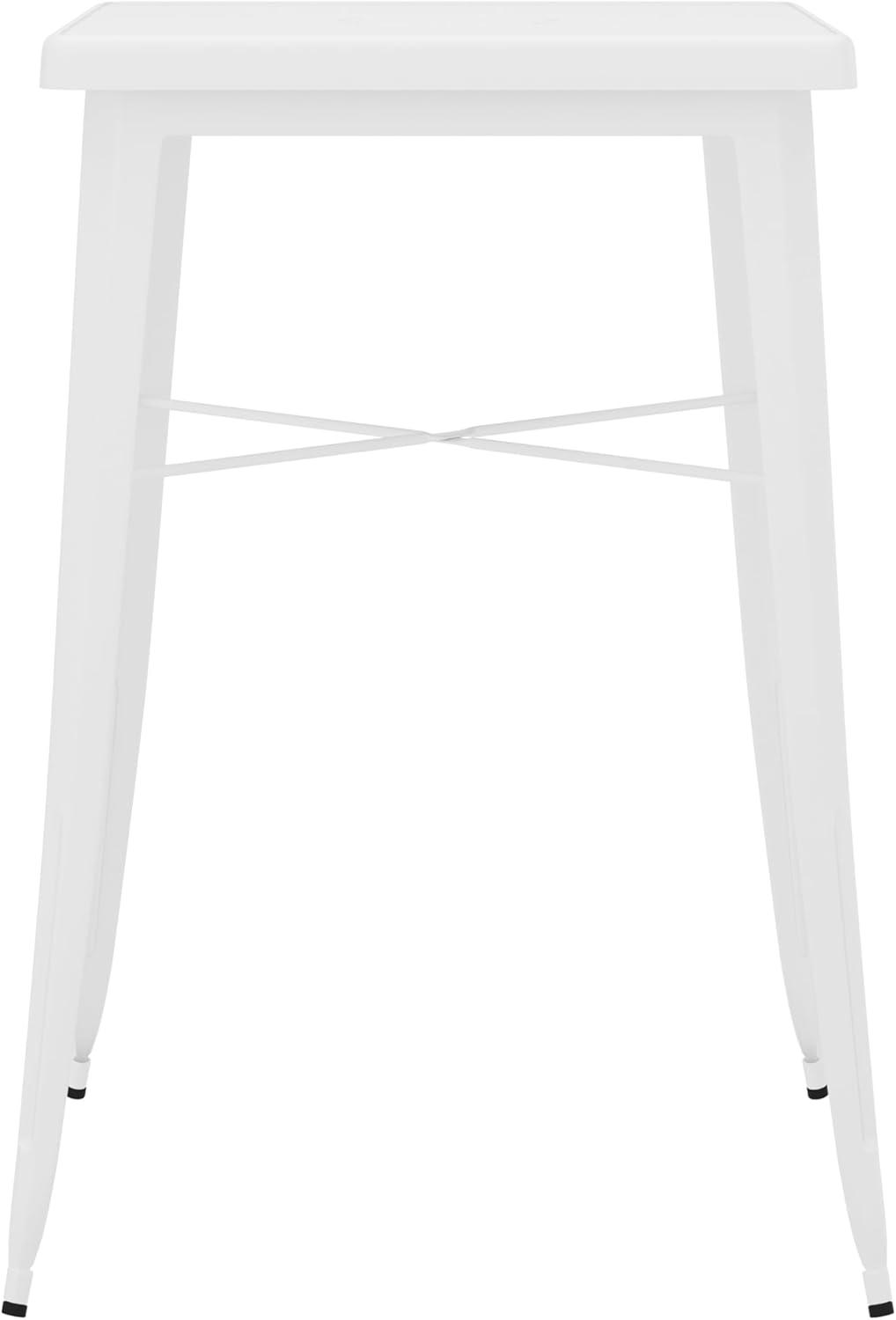 Flash Furniture Commercial Grade 23.75" Square White Metal Indoor-Outdoor Bar Height Table