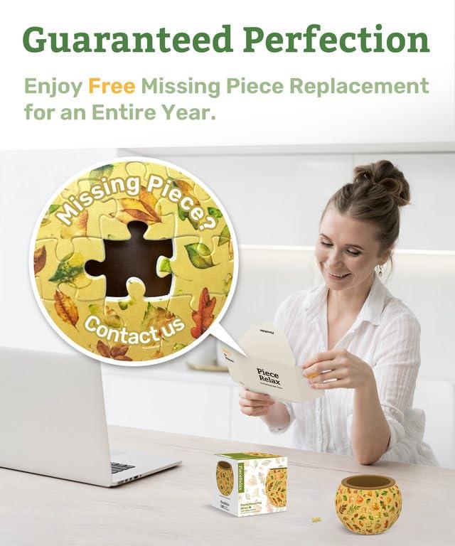 3D Puzzle Planter 80 Pieces - Flower Pot - Dancing Leaves in Fall, Home Decor Flower Pots for Indoor Cactus, Succulents Pots [K1108]