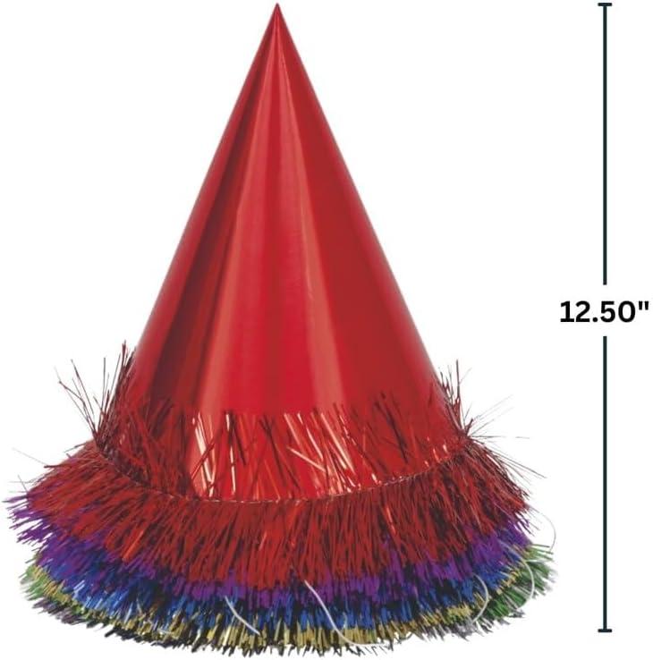Fringed Party Hats, Assorted, 6ct