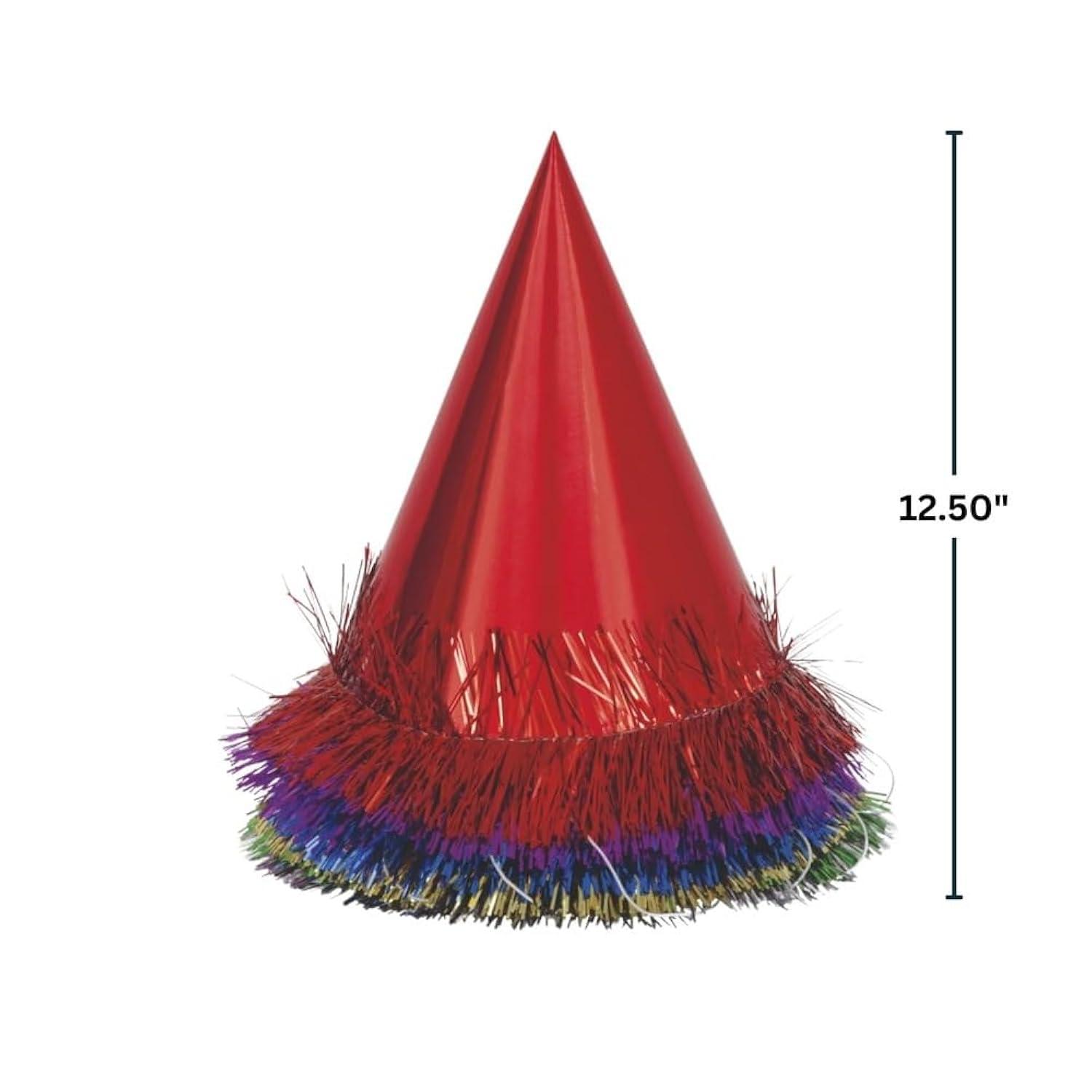 Fringed Party Hats, Assorted, 6ct