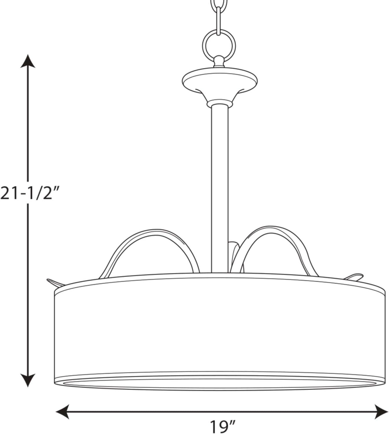 Progress Lighting Inspire 3-Light Inverted Pendant, Brushed Nickel, Off-White Linen Shade