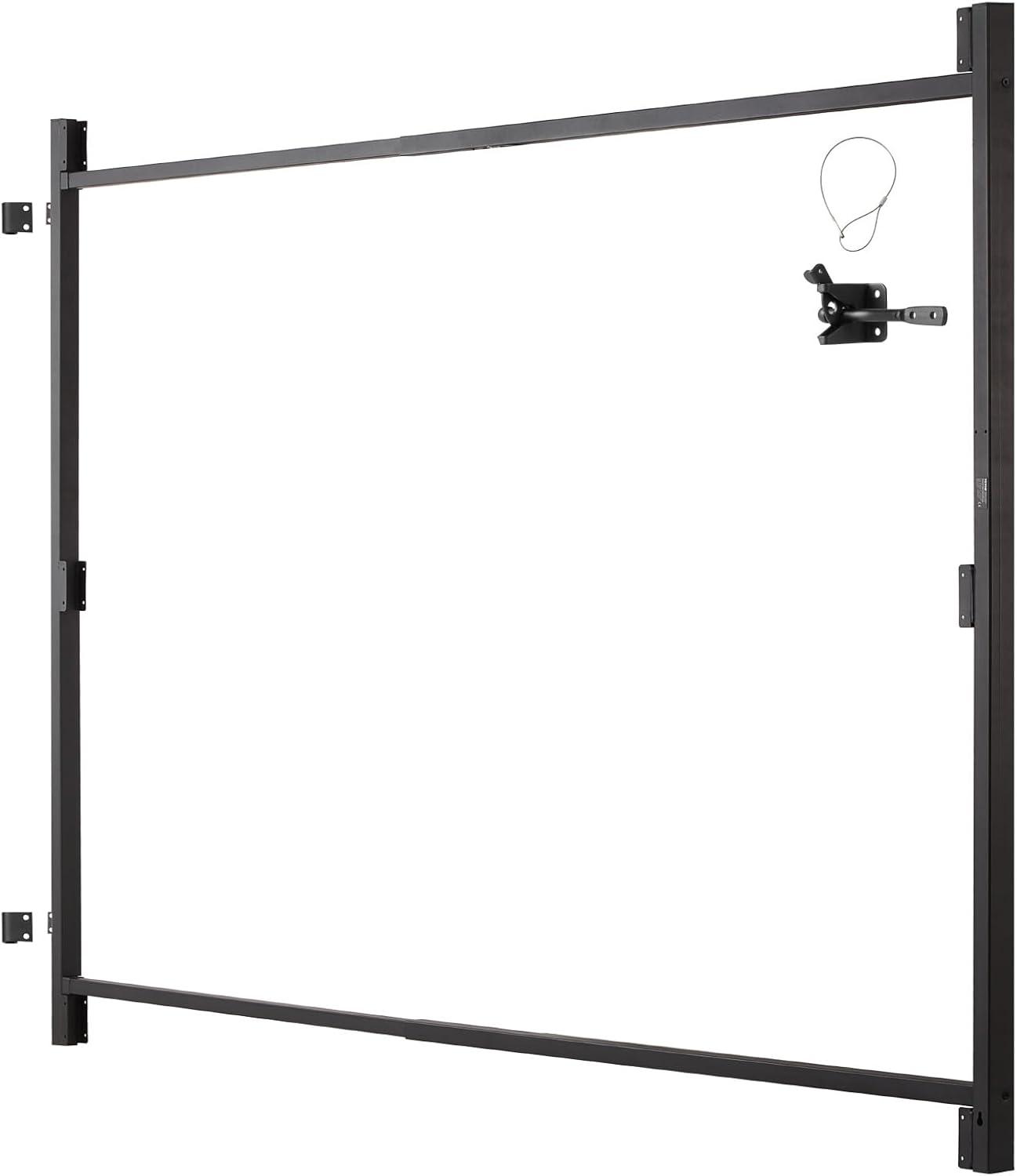 VEVOR Gate Building Kit, Fits 60 to 96 in Wide Openings, Up from 6 to 7 ft High Fence, Adjustable Gate Building Kit, Anti Sag Full Gate Frame Kit with Latch Lock, Screw, for Wooden Fence, Iron, Black