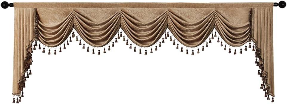 Gold Chenille Waterfall Valance with Rod Pocket