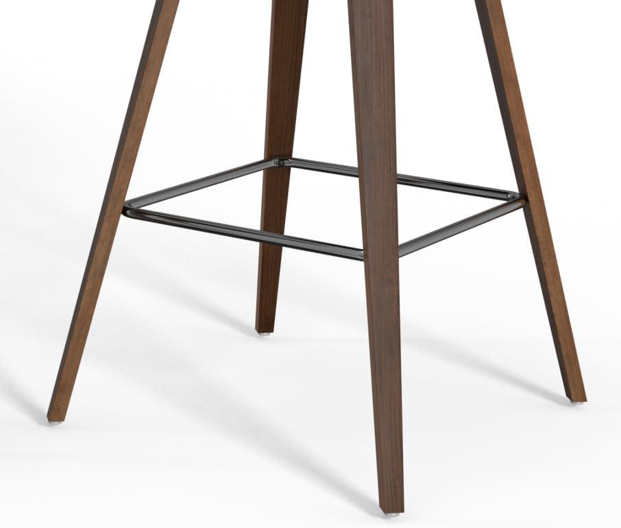 Simpli Home Randolph Upholstered Bentwood Mid-Century Modern Bar & Counter Stool with Chrome Footrest (Set of 2) (Set of 2)