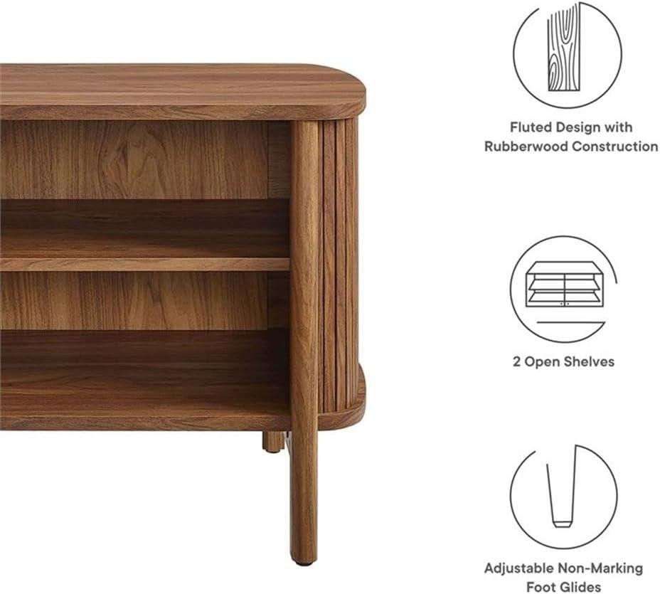 Cadence Walnut Fluted Open Shelf Nightstand