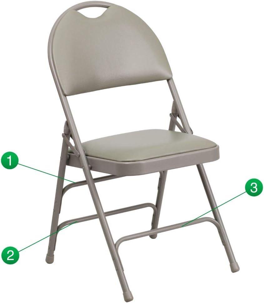 Hercules High-Back Gray Vinyl and Metal Folding Chair Set