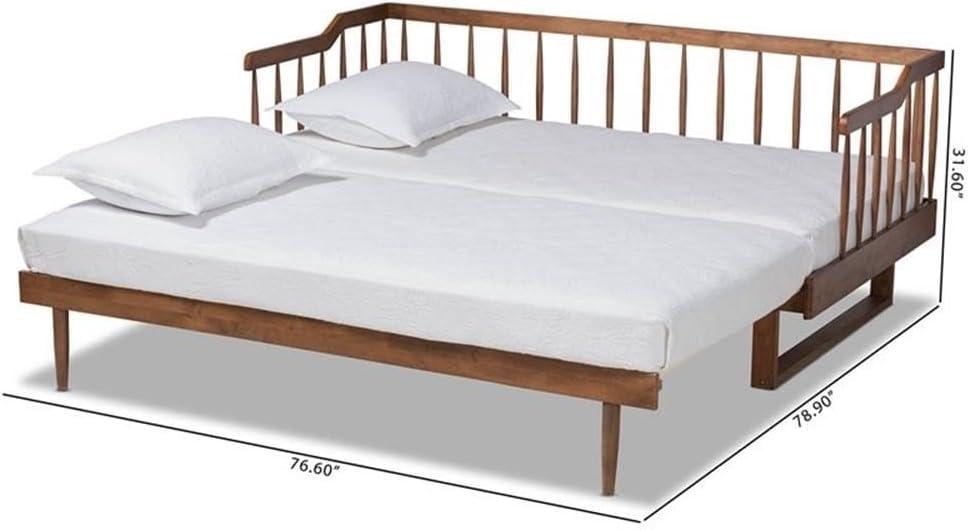 Twin to King Muriel Expandable Spindle Daybed Walnut - Baxton Studio: Contemporary Unupholstered, No Box Spring Needed