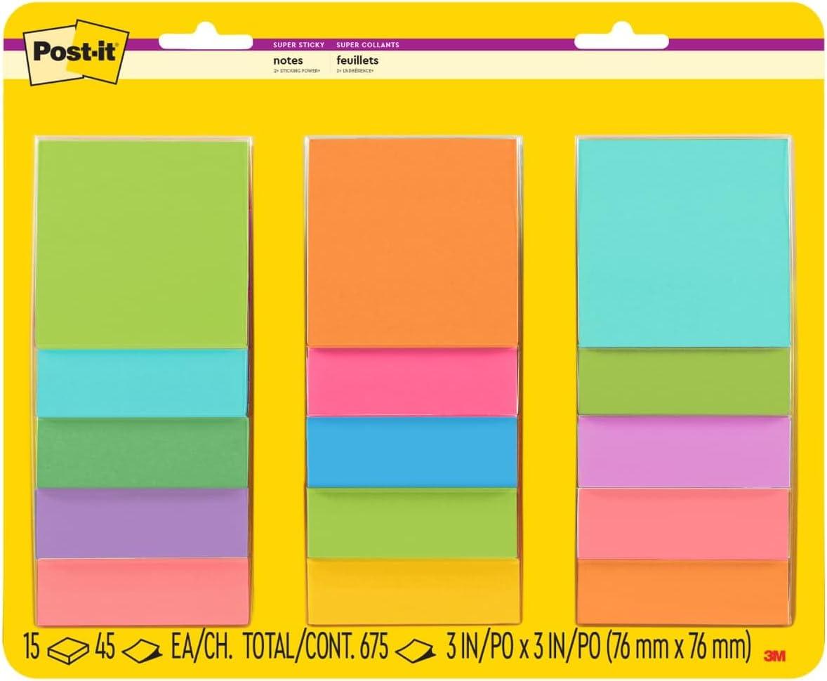 Post-it Super Sticky Notes 3 x 3 Miami 654-15SSMULTI2