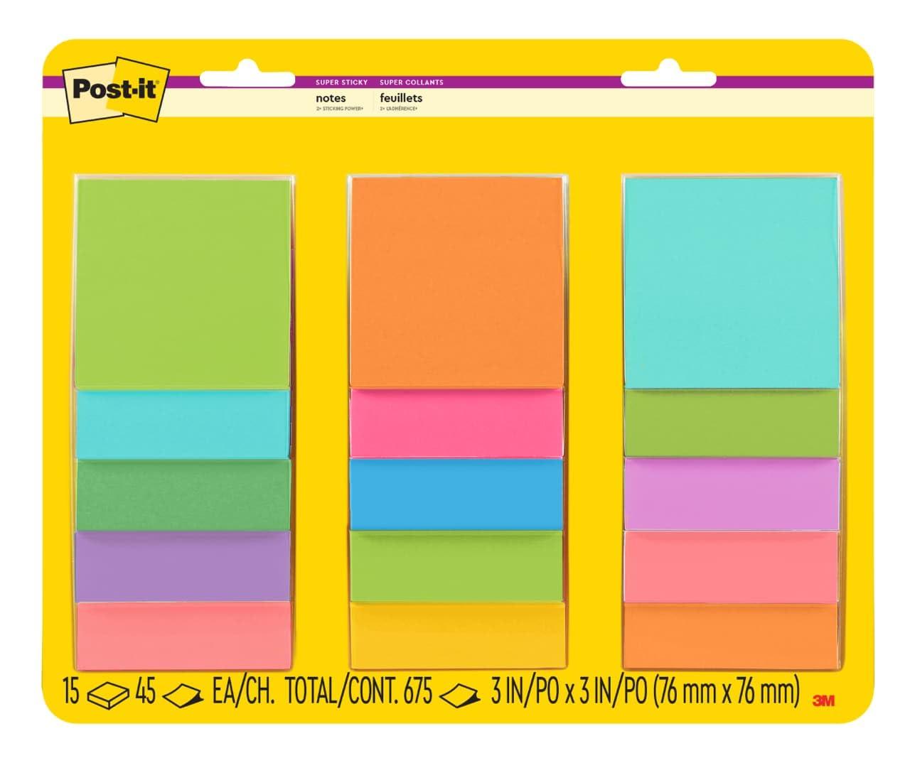 Post-it Super Sticky Notes 3 x 3 Miami 654-15SSMULTI2