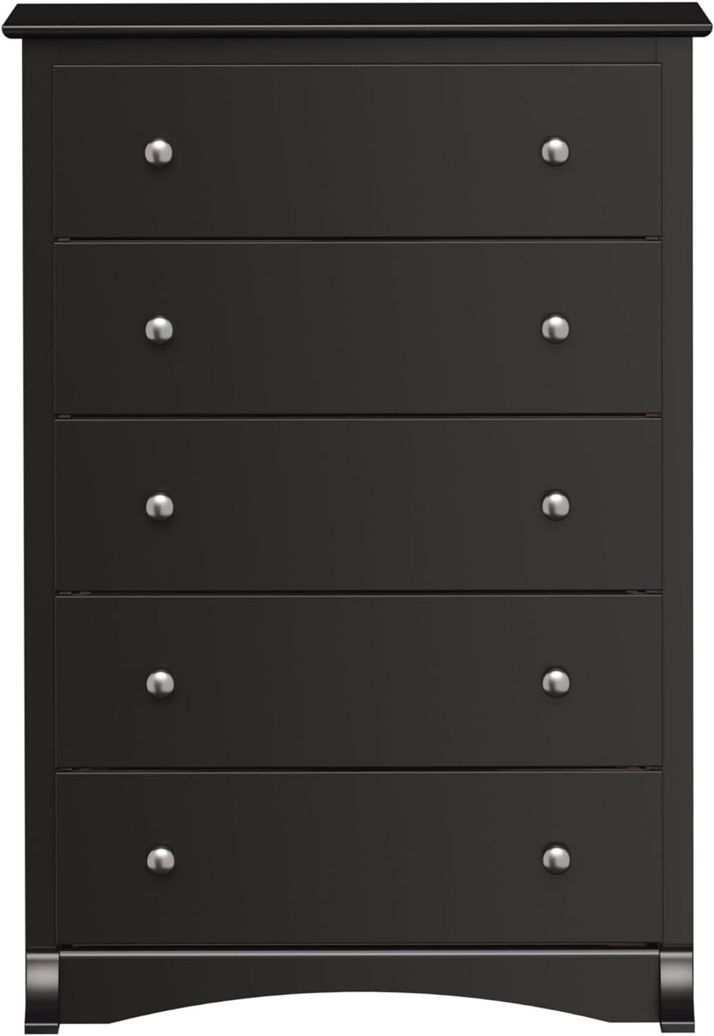 Prepac Sonoma Superior 5-Drawer Chest for Bedroom - Spacious and Stylish Chest of Drawers, Measuring 17.75"D x 31.5"W x 44.75"H, In Black Finish