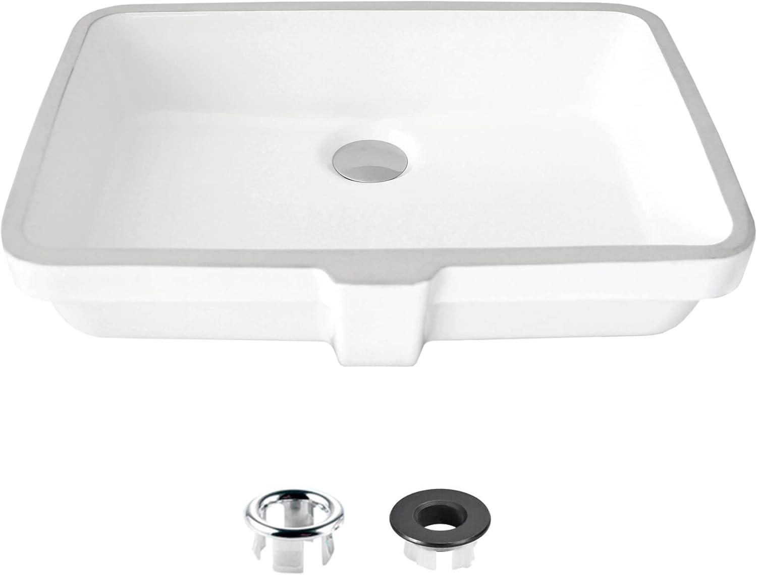 Ritzy 20-3/8" White Porcelain Rectangular Undermount Bathroom Sink