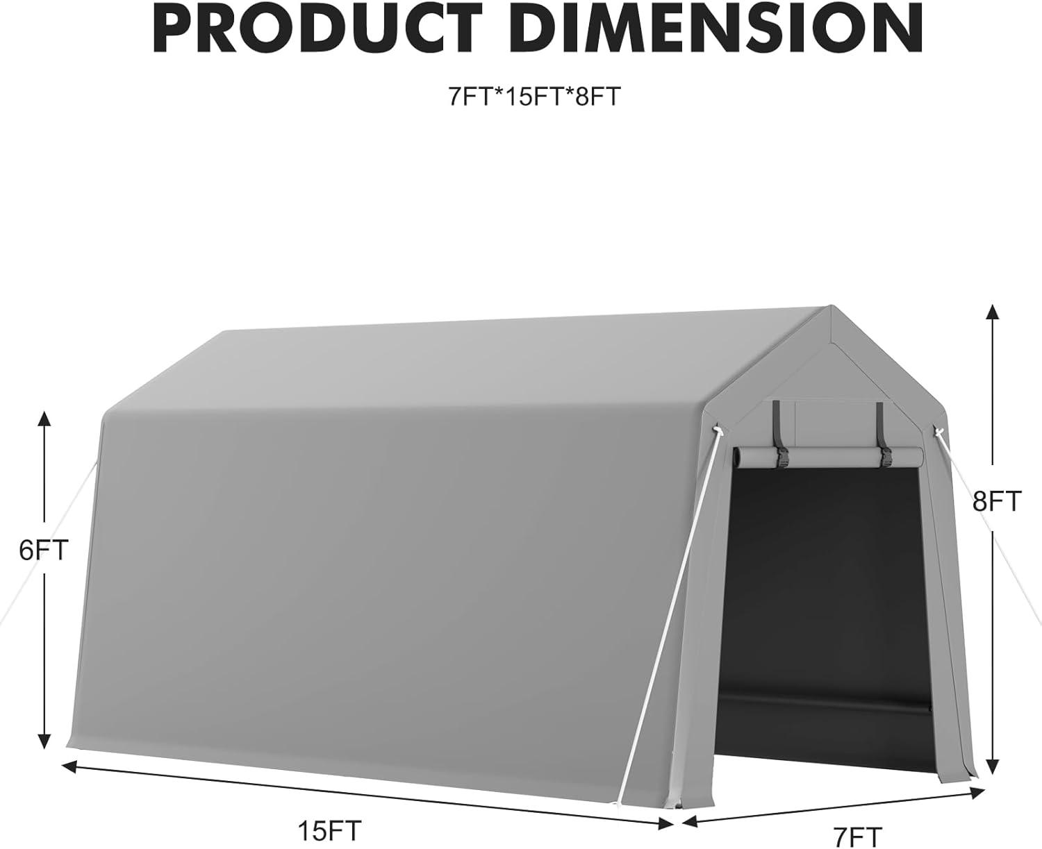 babevy Motorcycle Storage Shed, Heavy Duty Portable Tent With Rolled Zipper Door in , 84" H x 72" W x 72" D