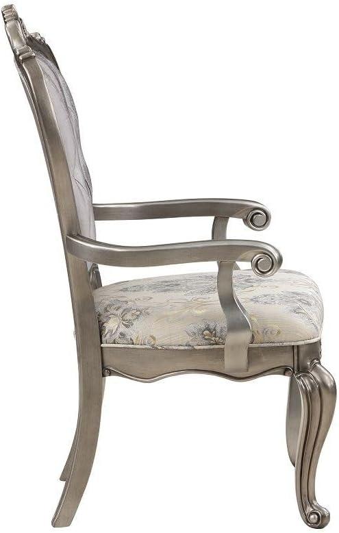 Antique Platinum Velvet Upholstered High Back Side Chair