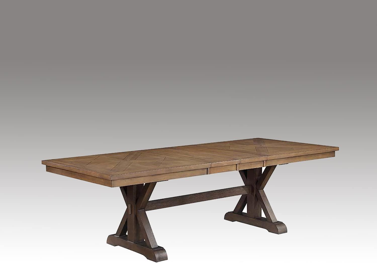 Pascaline 72-96" Dining Tables Gray Fabric, Rustic Brown and Oak - Acme Furniture