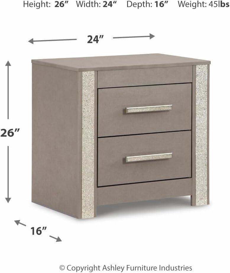 Signature Design by Ashley Contemporary Surancha 2 Drawer Nightstand, Gray