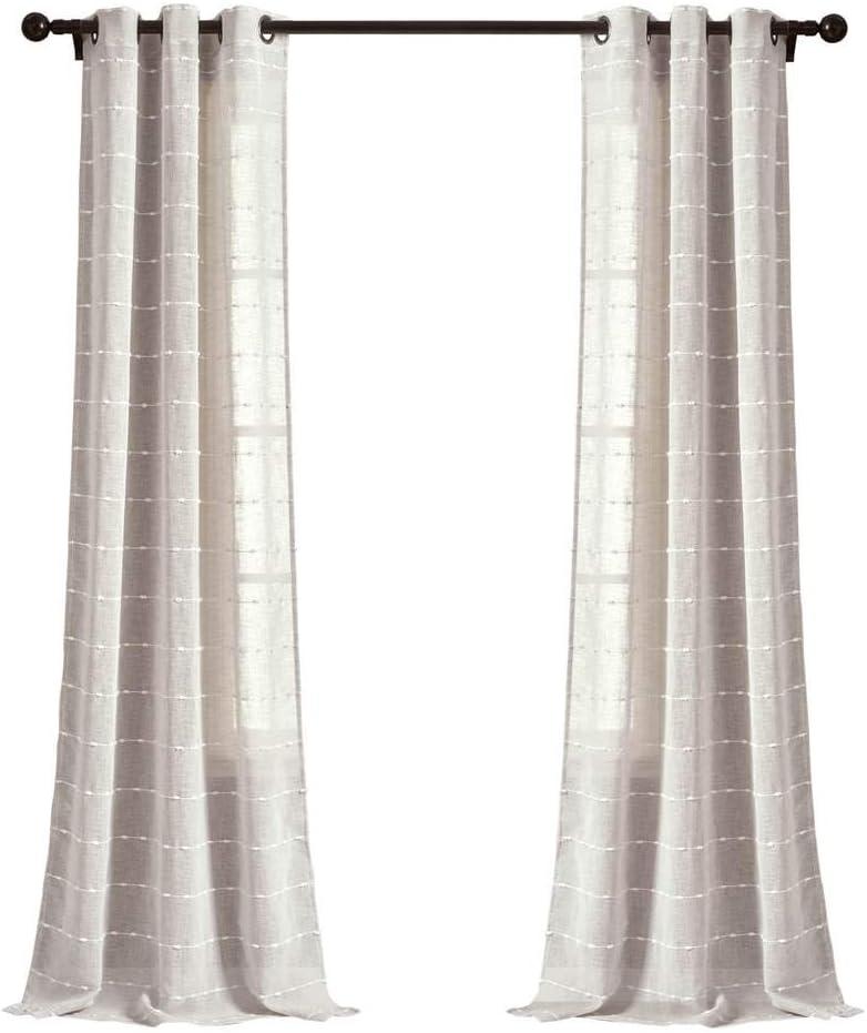 Farmhouse Textured Sheer Polyester Sheer Curtain Pair