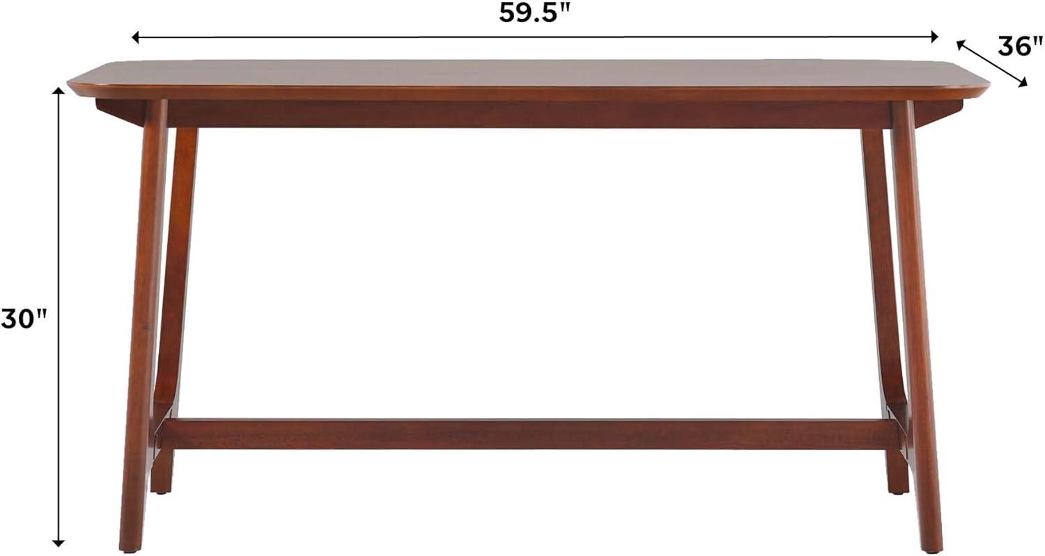 Walker Edison 60" Mid-Century Wood Dining Table with Trestle Base in Walnut