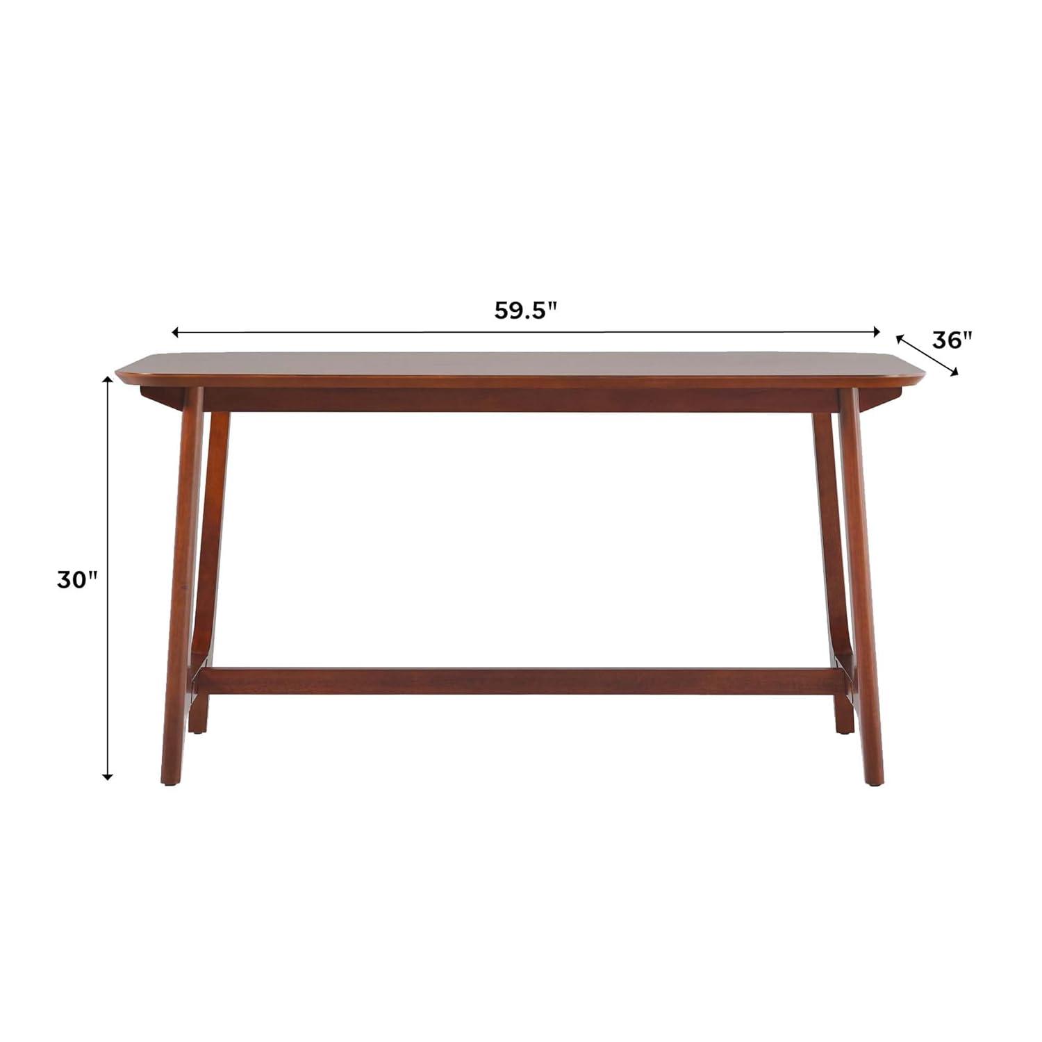 Walker Edison 60" Mid-Century Wood Dining Table with Trestle Base in Walnut