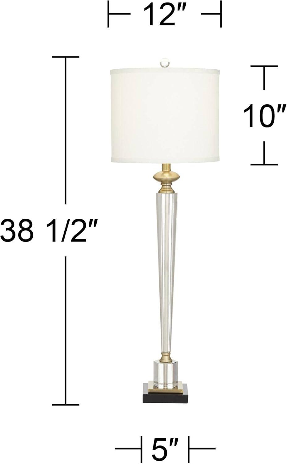 Vienna Full Spectrum Lana Modern Table Lamp 38 1/2" Tall Clear Crystal Glass Column White Drum Shade for Bedroom Living Room Bedside Nightstand Office