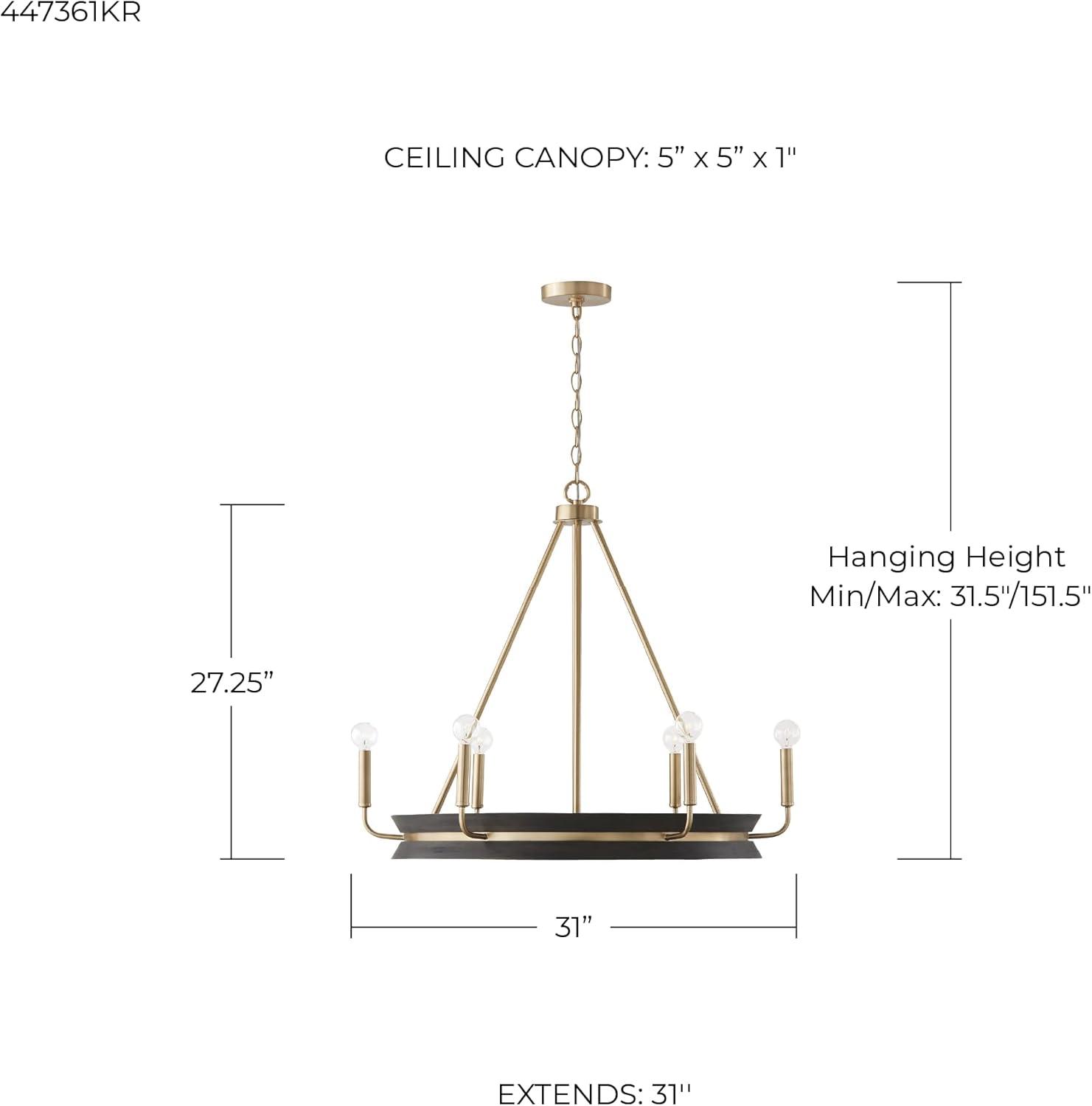 Capital Lighting Finn 6 - Light Chandelier in  Black Stain/Matte Brass