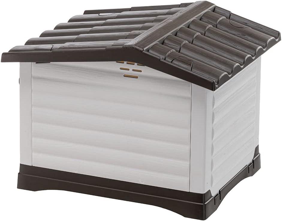 Extra Small Cream and Dark Brown Plastic Dog House