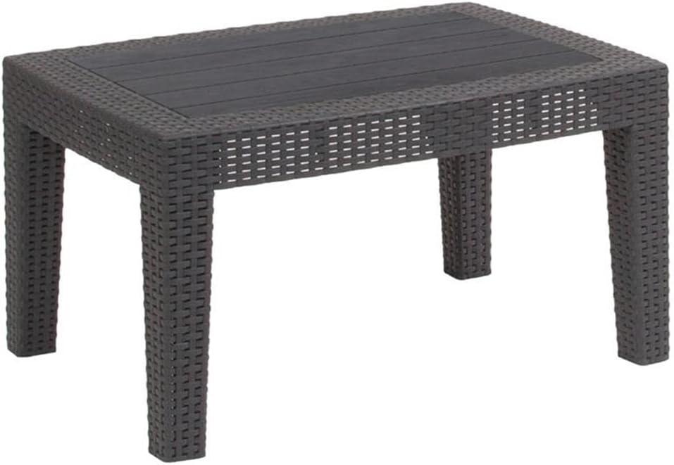 Merrick Lane 4 Piece Dark Gray Faux Rattan Patio Furniture Set with 2 Chairs and Sofa with Removable Light Gray Cushions and Table